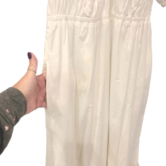 Vineyard Vines Marina Dress Large White Midi Puffy Sleeves Summer Tiered - Picture 6 of 16